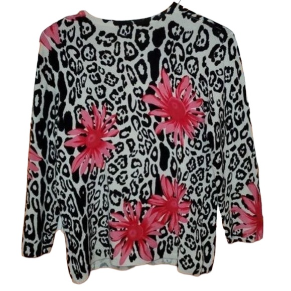 Elizabeth New York Cheetah & Hot Pink Floral Animal Print Cardigan Size as all - Picture 6 of 7